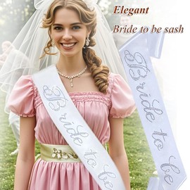 Bride to Be Sash, Bachelorette Party Decorations & Favors White Satin With Rhinestone Lettering Bride Sash Bridal Shower Gift Bachelorette Gifts Bridesmaid Favors