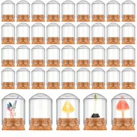 Barydat 50 Pcs Cloche Bell Jar Cloche Glass Dome with Cork Lids Mini Glass Bottles Decorative Jars Display Case for Flower Storage Home Christmas Party Favor Decor(8 ml)