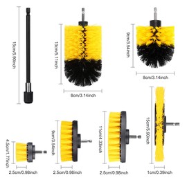 Brush Attachment Drill Set 8 Pieces Drill Brushes Attachment Cleaning Brush Power Scrubber Cleaning Kit Rim Brush Set for Rims Tiles Kitchen Floors Bathtub, Blue