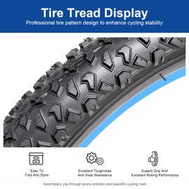 FengCan 16 Inch Bicycle Tyres 57-305 16 x 2.125 Foldable 16 Tyres Suitable for 16 x 2.10 16 x 2.125 16 x 2.20 City / Mountain / Road Bike Bicycle Tyre Replacement Wheel (One)