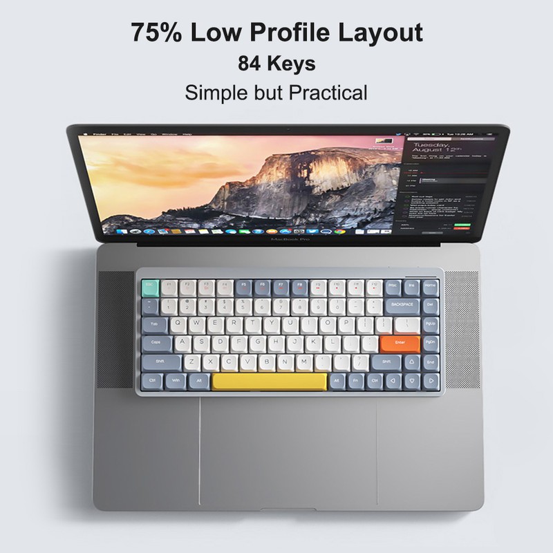 iBlancod Wireless Mechanical Keyboard 84 Keys 2.4G+BT5.0+Type-C 3 Connections 75%