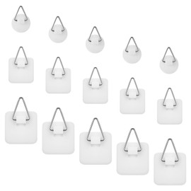Classicseali 15pcs Self Adhesive Picture Hangers,Stick on Picture Hangers, No Nails Required, Quick Stick Pictures Hanger, for Pictures Frames, Foam Board, and Wall Art,Round and Square