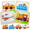 PELOSTA 4Pcs Wooden Toddler Puzzles for Boys Girls Age 1-3,Traffic
