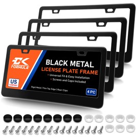 Matte Black License Plate Frames Metal - Value Pack of 4, Car License Plate Holder for Men, Porta Placas para Auto, Licence Car Tag Frame