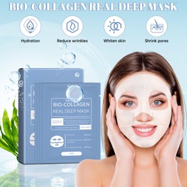 4 Stück Deep Collagen Mask,Biodance Collagen Mask Overnight,Kollagen Maske,Bio Collagen Face Mask,Collagen Film Hydrating Anti-Wrinkle Lifting Peel off Mask Feuchtigkeitsspendende Gesichtsmaske