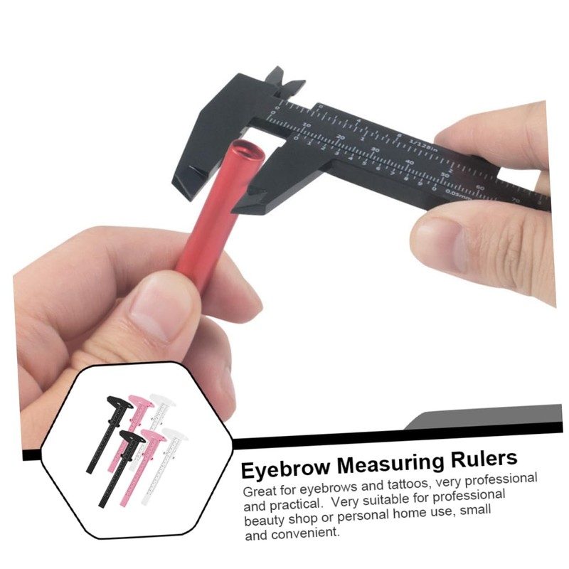 Angoily 6pcs Eyebrow Calipers Dual Scale Ruler for Precise Eyebrow