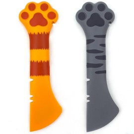 2 PACK Dog Cat Food Spoon, Cute Paw Cat Food Spoon for Wet Food, Silicone Pet Food Can Opener Spatula Scoop Mixing Spoons for Dog Cat Canned Food