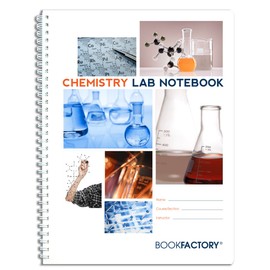 BookFactory Chemistry Lab Notebook - 50 Pages (8.5'' X 11'') NO DUPLICATE PAGES - Scientific Grid Pages, Durable Translucent Cover, Wire-O Binding (Made in USA)