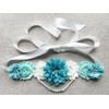 Unique pearls maternity sash for baby shower gender reveal (Turquoise)