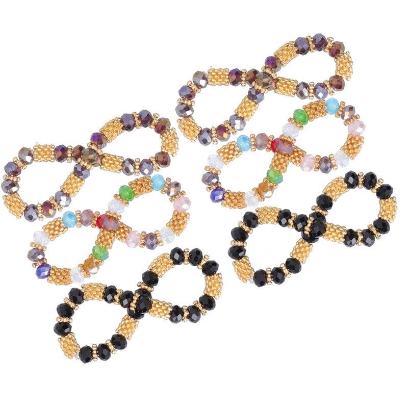 6pcs Beaded Bracelet Shiny Crystal Simple Style Women Girl Jewelry