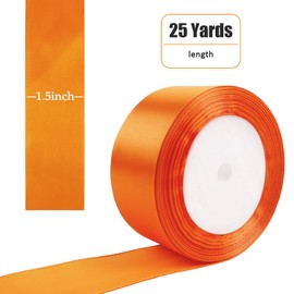 25 Yard Orange Satin Ribbon Roll,1-1/2 Inch Fabric Ribbon for Craft Bows Rose Bouquet, Holiday Gift Wrapping, Party Decoration