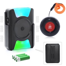CallToU Personal Alarms Elderly Wireless Caregiver Pager Call Button Nurse System 1 Waterproof Panic Vibrating Flashing Receiver Seniors/Patients/Disabled at Home, Button+ (CC21 01ab 1-1)