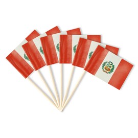 100 Pack Mini Peru Flags Small Peruvian Toothpick Flag for Party Appetizers, Cupcakes, Cakes, and Food – Perfect for National Holidays, Sports Events, and Themed Parties (Peru)