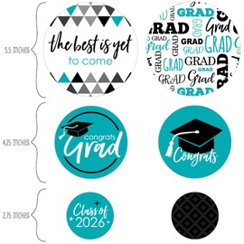 Big Dot of Happiness 2026 Teal Graduation Party Giant Circle Confetti - Party Decorations - Large Confetti 27 Count