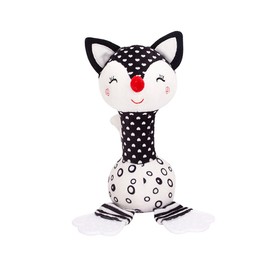 D-KINGCHY Baby Toys 0-12 Months, Black and White Newborn Toys, Soft Plush Rattle Stuffed Animal Toy with Teether and Sound, Developmental Hand Grip Toys (Fox)