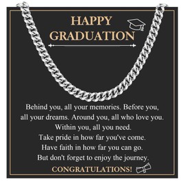 EYQV Graduation Gifts for Him, Cuban Chain Necklace Special Gifts for Graduates, Graduation Gifts for Son Grandson Brother Nephew
