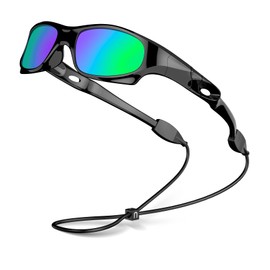 VATTER Kids Sunglasses for Boys and Girls 3-12 Years, UV Protection Polarized Goggles, Holiday Essentials with Durable Frame for Outdoor Activities UK 816 black green lense