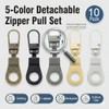 10PCS Adjustable Zipper Pull Replacement Set,Removable Zipper Pullers,Detachable Zippers Tabs