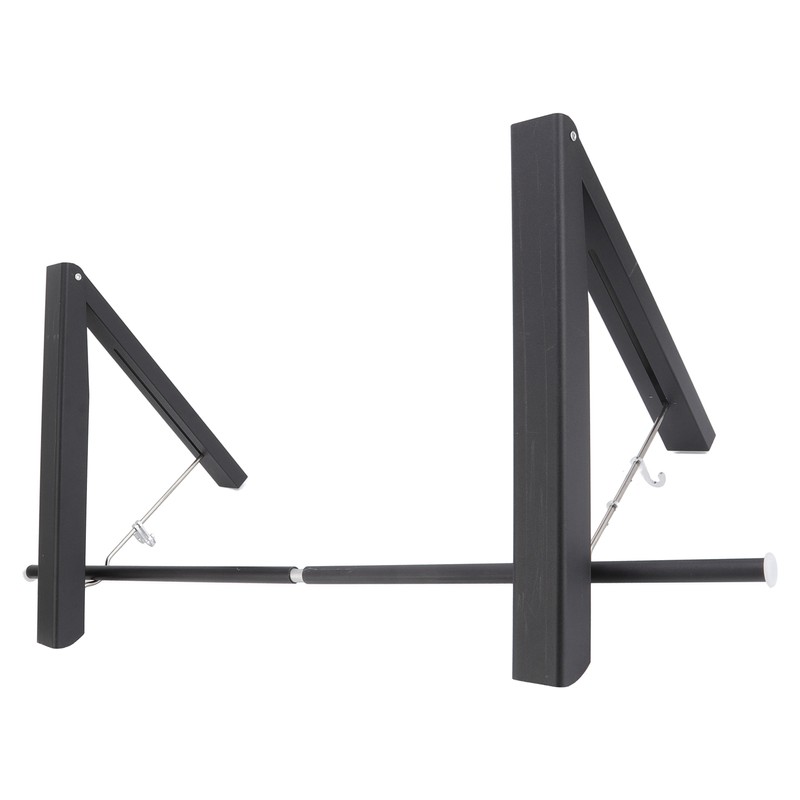 Retractable Clothes Rack Black Foldable Design Aluminium Wall Mounted Clothes