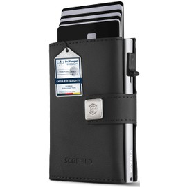 Scofield® Slim Wallet with Coin Compartment, Smart Wallet, Credit Card Holder, Card Wallet up to 12 Cards, Card Holder with Coin Compartment, Mini Men's Wallet, RFID Protection, Small Wallet, Black - silver