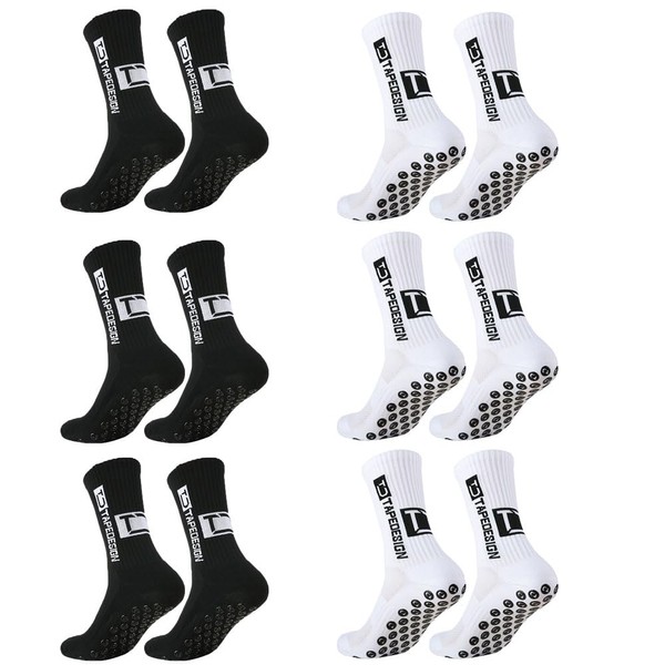 6 Pares Calcetines de Fútbol, Calcetas Antideslizantes Deportivas Algodón Transpirables,