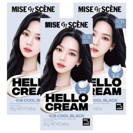 Mise-en-scène New Hello Cream Hair Dye, Cool Black, 3 pcs / 미쟝센 뉴 헬로크림 염색제, 쿨블랙, 3개