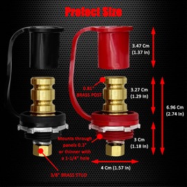 Ampper 3/8" Remote Battery Terminals, 300A Battery Jump Post Feed-Thru Connector Remote Terminal Jumper Post W/Terminal Cover for Battery Charging (1 Pair)