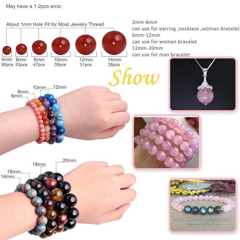 GEM-inside Rose Quartz Gemstone Loose Beads 16mm Round Crystal Energy
