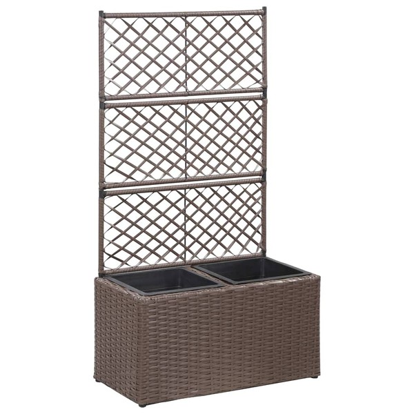 ZJMTOCYU Charming Trellis Raised Planter with 2 Removable Pots, Space-Saving