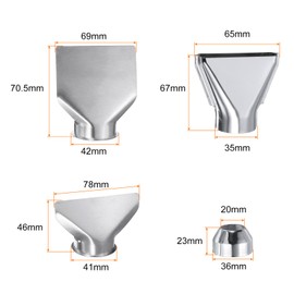 sourcing map 4Pcs Heat Gun Nozzles Kit Stainless Steel Heat Resisting Accessory Replacement Attachment for Hot Air Soldering Station Heat Blower Nozzle Tool