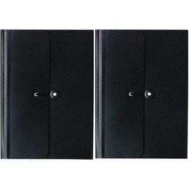 Pack of 2 A4 Document Folders, 13 Expanding Folder, Rainbow Folder, Accordion File Folder, A4 Document Bag, File Folder, A4 Folder, Portable Sorting Folder with Labels for Home Office, Black