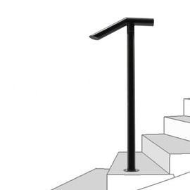 LyeXD 3.15ft Step Railing,1-2 Step Single Post Handrail,Stair Railing Hand Rail Kit Handrails for Outdoor Steps,Free Standing Wrought Iron Stair Railing for Porches Balconies Gardens