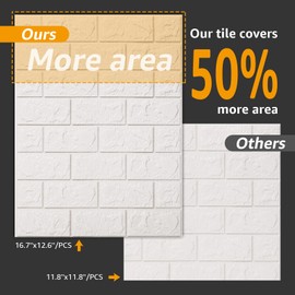 Art3d 30 Pcs 3D Foam Brick Wall Panels, White