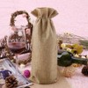 12pcs Simple Linen Fabric Wine Bag with Drawstring Champagne Decorative
