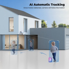 Codnida 2K Security Camera Outdoor, 360° PTZ WiFi Camera, CCTV Camera with 24/7 Recording, Motion Tracking, PIR Human Detection, Sound and Light Alarm, Support 16-128G SD Card, Works with Alexa