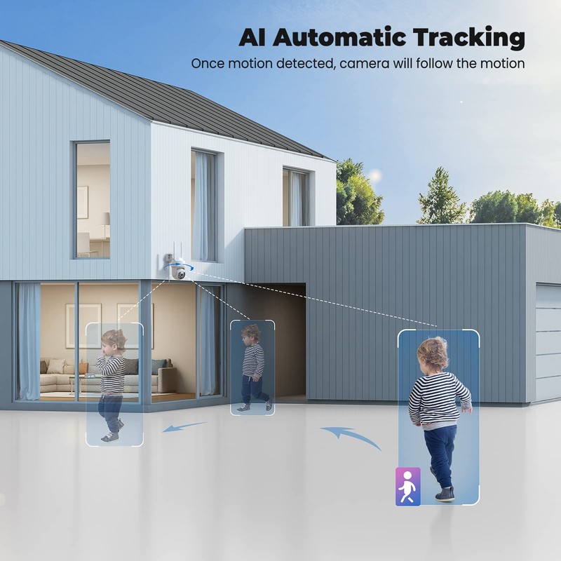 Codnida 2K Security Camera Outdoor, 360° PTZ WiFi Camera, CCTV
