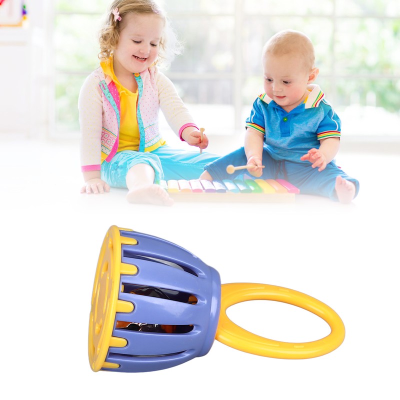 Handled Cage Bell Babies Rattle Orff Plastic Kids Music Percussion