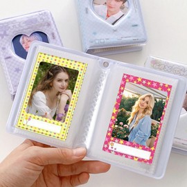 FOSDICK Pack of 2 40 Pockets for Instax Mini Photo Album, 3 Inch for Polaroid Photo Album, Cute Photocard Holder, Photocard Binder with 20 Mini Photo Frame Stickers, Mini Photo Book for 2 x 3 Instant