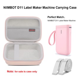 Elonbo Carrying Case for NIIMBOT D11/ for LMASBLTER D11 Label Maker Machine, Portable Mini Bluetooth Label Printer Travel Bag, Small Handheld Labeler Storage Holder, Mesh Pocket Fits Label Paper,Pink