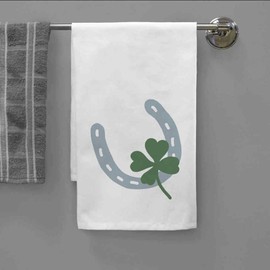 Azeeda 'Lucky Horseshoe and Four Leaf Clover' White Cotton Tea Towel/Dish Cloth (TW00034482)