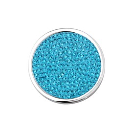 Quiges Silver Stainless Steel Small 25mm Coin Turquoise Crystal Zirconia for Interchangeable Pendant Necklace