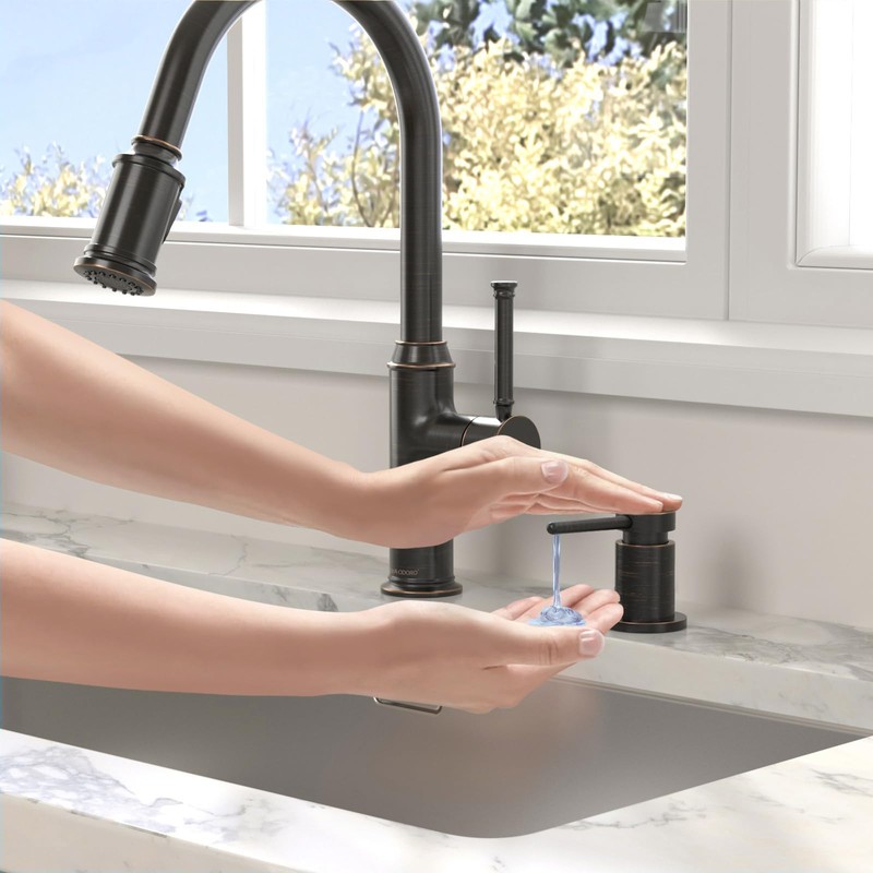 Lava Odoro Bronze Soap Dispenser for Kitchen Sink, Modern Brass