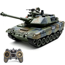 Fistone 1:18 RC Leopard Tank Toy for Kids, Sound Light & Smoke Effects, Remote Control Military Vehicle for Boys