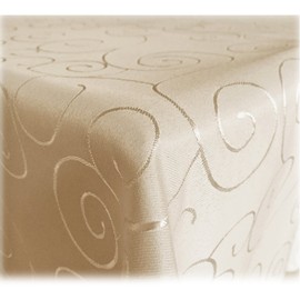 Jemidi Tablecloth. Satin Ornaments. Elegant Tablecloth. 31 Sizes and 7 Colours., cream, 110x180