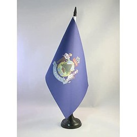 AZ FLAG Maine Table Flag 5'' x 8'' - US state of Maine Desk Flag 21 x 14 cm - Black plastic stick and base