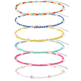 GYSONG Beaded Choker Necklaces For Women Vsco Boho Handmade Flower Necklace Cherry Cute Necklace For Women Beach Necklace Set 6 Pieces