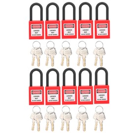 Lockout Lock, 38mm Lock Out Tag Out Padlocks, 10 Sets Padlocks with Keys, Industrial Engineering Security Padlock (Red)