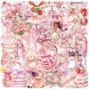 50Pcs Transparent Pink Aesthetics Stickers, for Scrapbooking, Journaling, Photo Albums,
