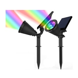 GRIFEMA DG2006 Solar Garden Light 4 LED RGB Waterproof Spotlight 7 Colour Changing Waterproof Spotlights 2 Pack