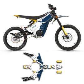 Kungfu Graphics Decal Kit for Talaria Dirt Bike X3 XXX (with Front Number Plate Graphic) Blue White Yellow, TLX3MX523N001-KR